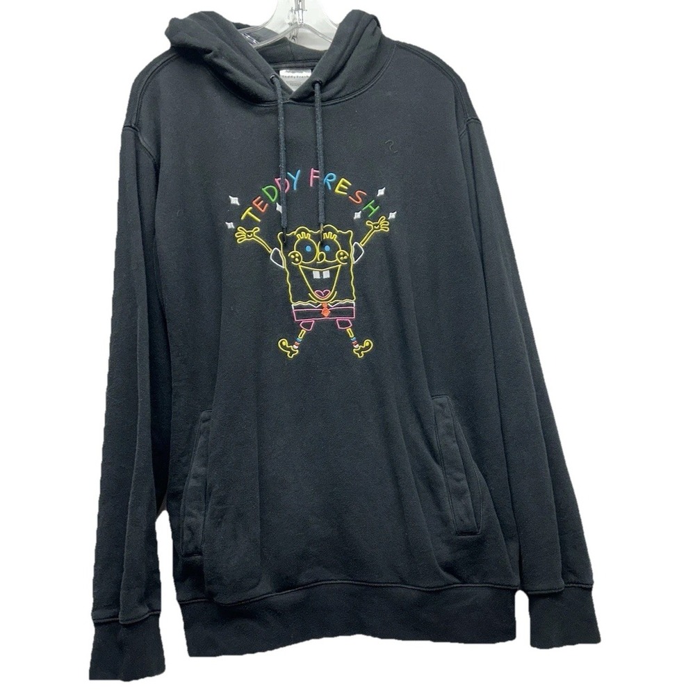 Teddy Fresh Spongebob Hoodie Mens Medium Black 2020 Cartoon Pullover Sweatshirt
